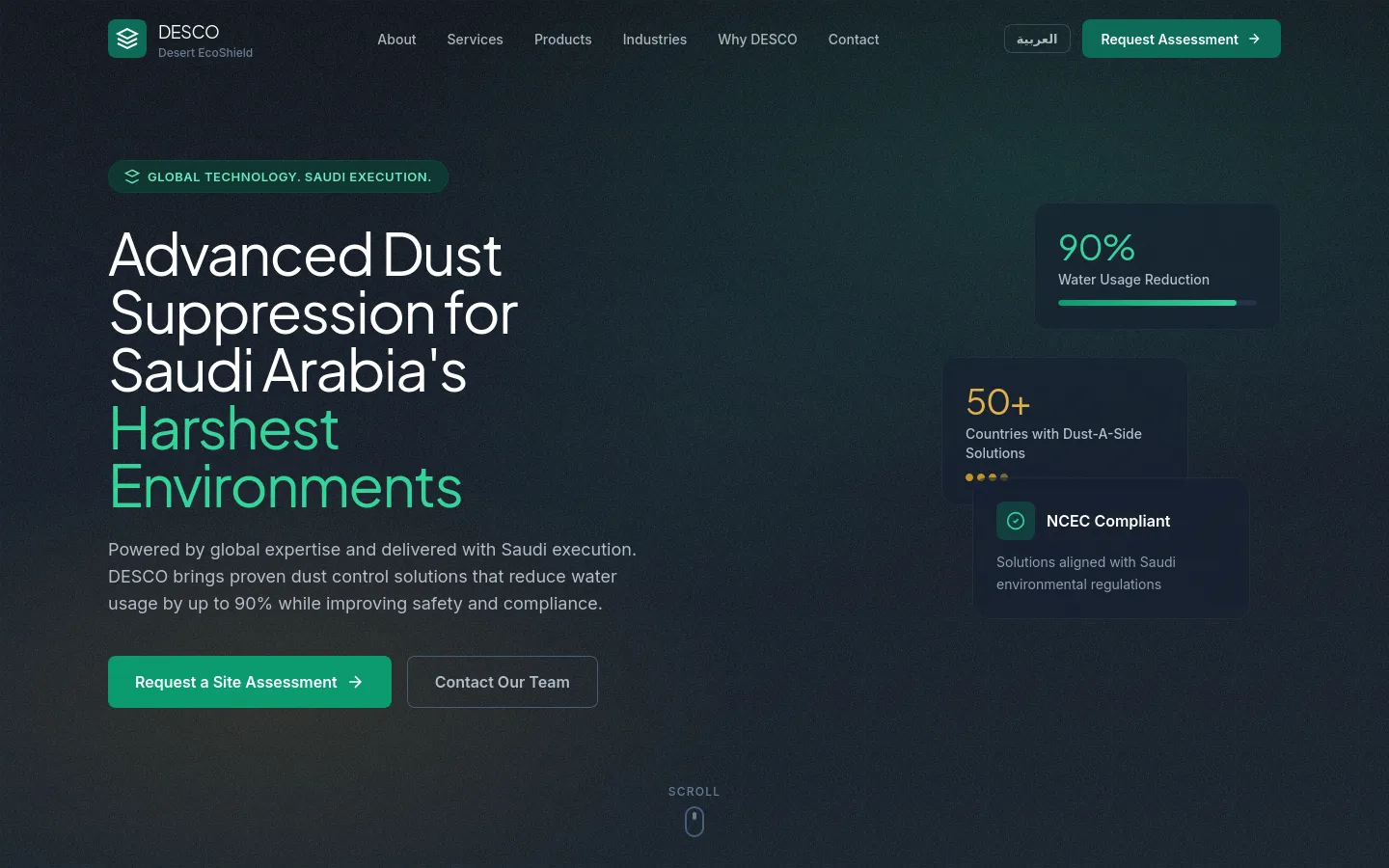 DESCO — Desert EcoShield — website screenshot