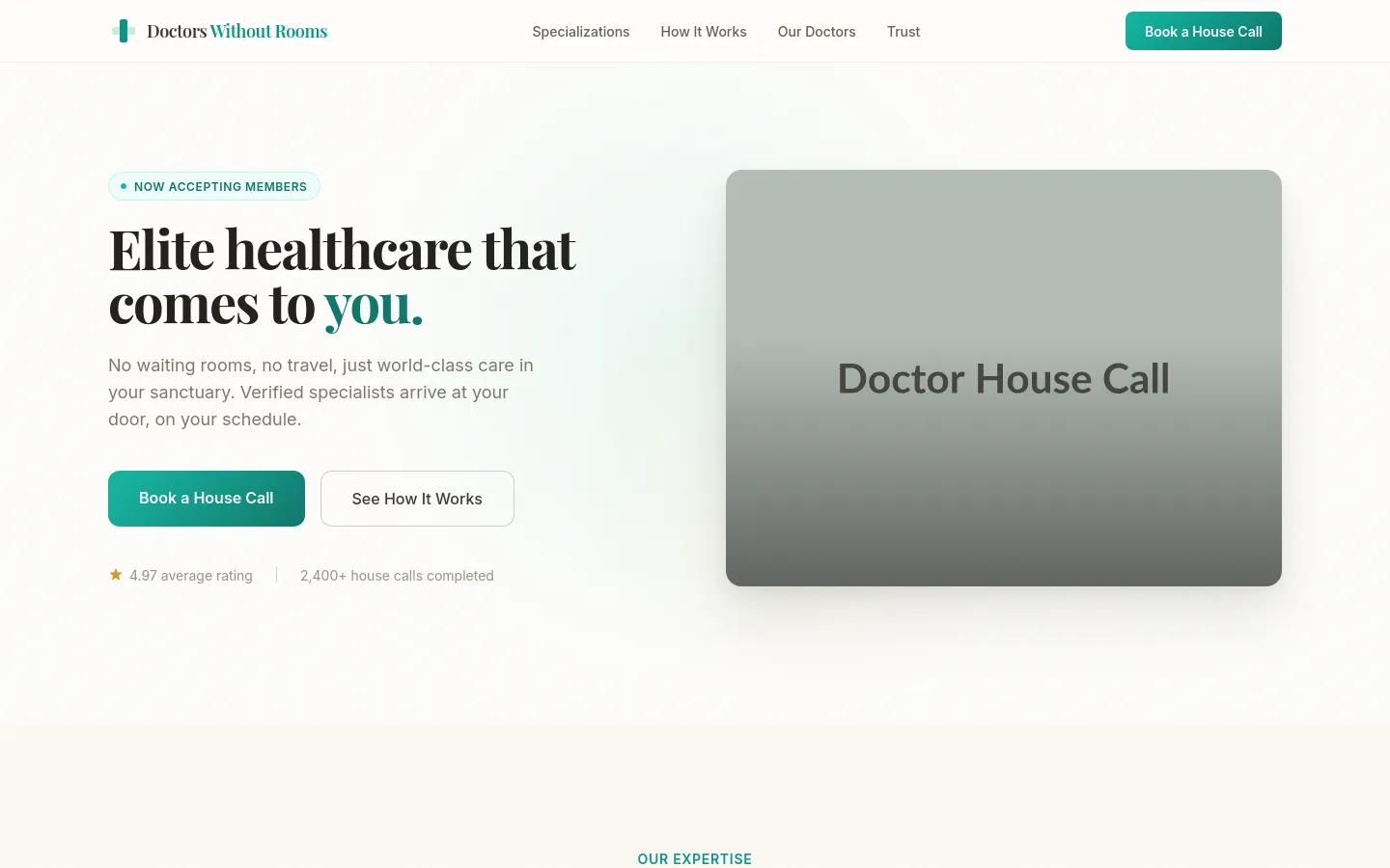 Doctors Without Rooms — website screenshot